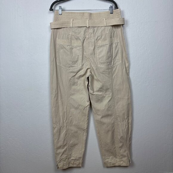 Ulla Johnson 12 Charline high rise belted Pants Beige Tan Pale Oak Quiet Luxury - Picture 3 of 5